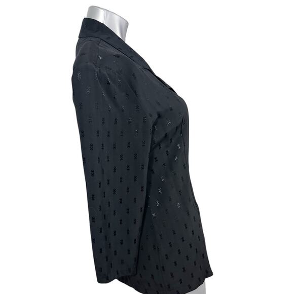 Vtg Betsy’s Things Double Breasted Blazer Black Jacket Women's 7/8 90s Glam Chic - Picture 3 of 8